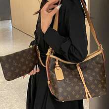 Women's Tote Bag Printed Set Bag With Inner Pouch Large Capacity PU Leather Vertical Square Shape With Zipper Closure Stylish And Versatile For Commuting And Daily Use - Presbyopia - View 6