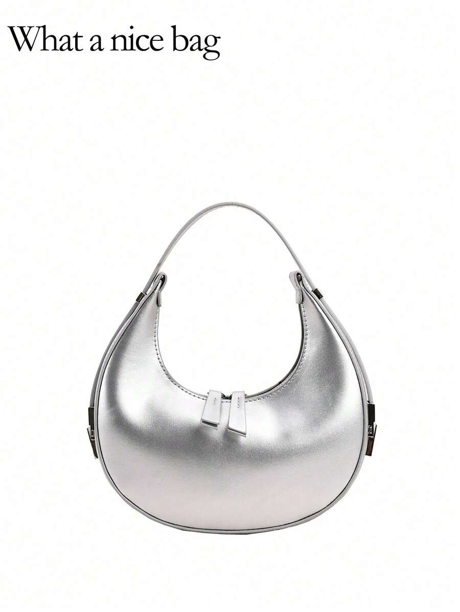 Women's Underarm Crocodile Embossed Baguette Bag, Unique Design, & Versatile - Silver - View 1