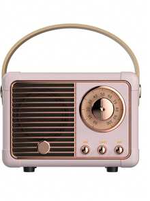 Retro Bluetooth Speaker, Vintage Wireless Speaker With Crystal Clear Stereo Sound And Deep Bass, Portable Small Speaker For Home Decor, Bedroom, Office, Outdoor, Perfect Birthday, Christmas, Father's Day, Mother's Day Gifts For Women, Men, Teens, Kids (Beige) - Pink - View 7