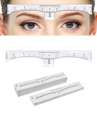 50 Pack Eyebrow Ruler, Disposable Brow Ruler Microblading Adhesive Eyebrow Sticker Stencil Guide Measuring Tool