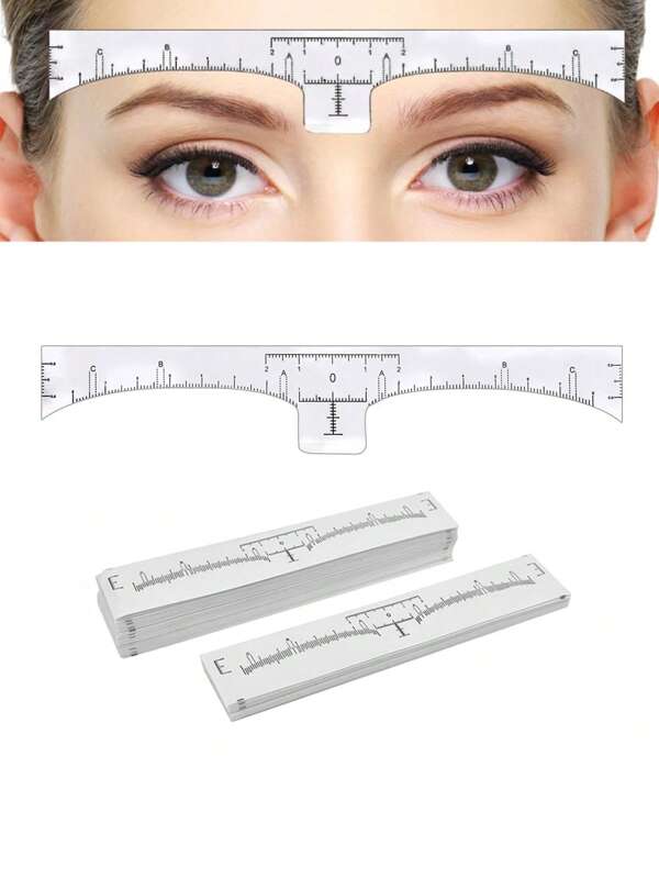 50 confezioni di righelli per sopracciglia, adesivi monouso per la misurazione delle sopracciglia per microblading, strumento di misurazione per il trucco, economico, decorazione per la stanza, il bagno, il viaggio, la camera da letto, accessori per il trucco