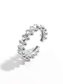 Vaerine 1pc Fashion Punk 925 Sterling Silver Rivet Adjustable Open Ring, Couple Rings For Dating, Party Gifts - Open Ring - View 2