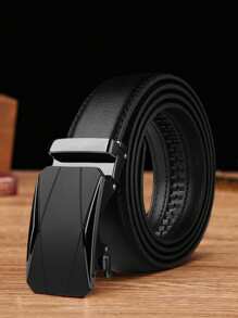 1pc Men Black Belt, Fashionable And Versatile Casual/Business Automatic Buckle Belt, Young/Middle-Aged Litchi Pattern Belt, Ideal Gift For Boyfriend/Elder, Suitable For Daily Life Summer, School