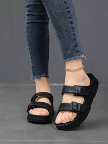 2025 Punk Adjustable Buckle Basic Casual Comfortable Slip-On Sandals, European & American Style