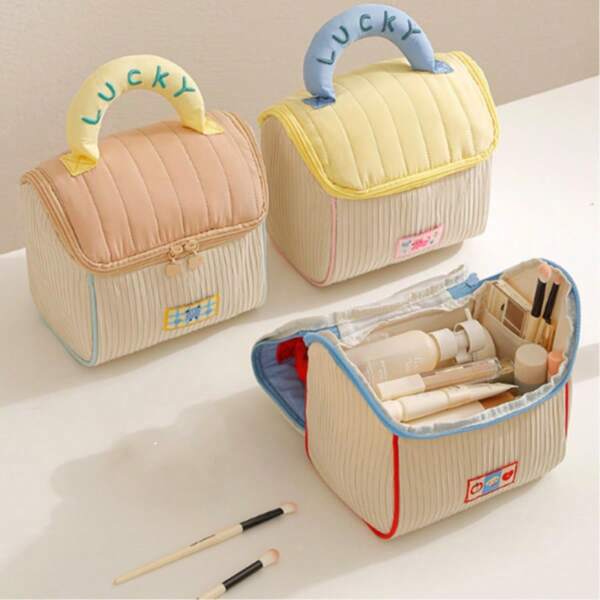 1 pieza Bolsa de maquillaje con gran capacidad con forma de casa adorable, organizador de artículos de tocador para viajes, nuevo diseño, bolsa de regalo