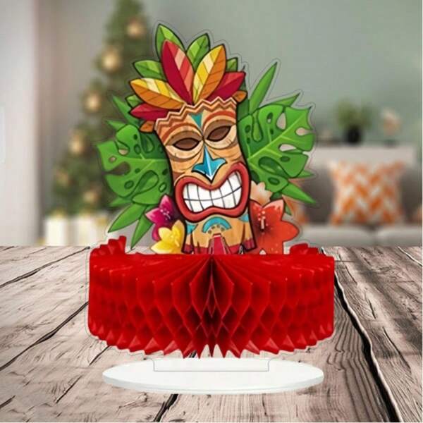 1pc 2D Hawaiian Core Decorative Piece Table Decoration Hawaiian Party Decoration Tropical Pineapple Party Supplies Cake Topper, Gift For Family