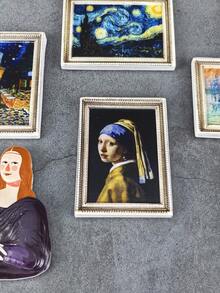 1 Refrigerator Art Magnet, Refrigerator Magnet, 3D World-Renowned Painting Magnet, Oil Painting Photo Frame, Retro Personalized, Suitable For Kitchen, Office, Whiteboard, Storage Cabinet, Refrigerator And Dishwasher, Home Decoration, Refrigerator Decoration, Information Magnet, Suitable For Christmas Decoration, Easter, Christmas, Mother's Day, Is A Good Gift - Multicolor - View 9