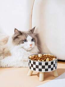 1pc Colorful Polka Dot/Black & White Dot/Plaid Anti-Slip & Anti-Spill Pet Raised Feeder Bowl, Cat/Dog Food Dish, Large Capacity 5.51-3.54 Inch, Essential For Small Dog/Cat Feeding