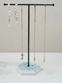 1 Stück T-förmiges Halsketten-Ohrring-Schmuckhalter-Ständer, abnehmbarer Trägerbasis aus Holzfaserplatte zur Armbandpräsentation