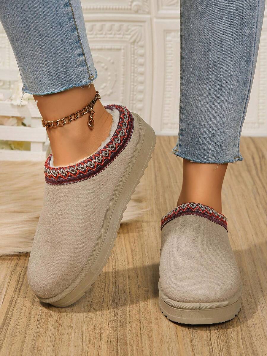 Nuevas zapatillas de invierno 2024 para mujer, importadas, de ante, con suela gruesa y cálida, cerradas y con forro de lana
