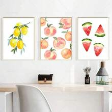 1 Stück Geschenk Moderne Früchte-Poster Avocado Zitrone Wassermelone Pfirsich Papaya Wandkunst Leinwandmalerei Nordischer Druck Küche Heim Dekoration Optional mit Rahmen - Verschiedenfarbig - Übersicht 5
