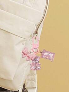 Colgante de oso rosa, mariposa y caramelo, dije con forma de corazón para accesorios de teléfono - Llavero colgante de oso de caramelo, se puede colgar en bolsos, llaves - Gran regalo para compañeros de clase y amigos, mini realista, estilo minimalista, perfecto para bodas y fiestas, o se puede colgar en bolsos de mujer, llaveros - Rosa - Ver 9