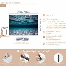 1 件帆布墙画 - 活力四射的水下海洋场景，旅行，现代，带有阳光反射，现代家居装饰，室内/室外使用，现代墙面装饰 | 活力四射的海洋场景，海洋装饰。海报，墙画，房间装饰用品 - 彩色 - 查看 15