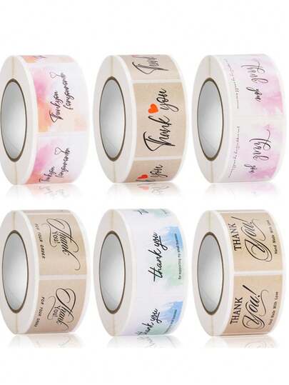 1pc 350 Pcs Thank You Rectangle Shaped Stickers, Adhesive Labels For Sealing And Decoration