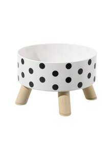 1pc Colorful Polka Dot/Black & White Dot/Plaid Anti-Slip & Anti-Spill Pet Raised Feeder Bowl, Cat/Dog Food Dish, Large Capacity 5.51-3.54 Inch, Essential For Small Dog/Cat Feeding