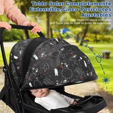 Cochecito, 2 en 1 Cochecito Plegable Mecedora, Cochecito de Bebé Multifuncional Sit-Lie con Estampados - Negro - Ver 6
