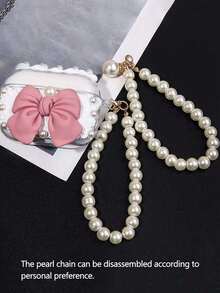 Premium Elegant Gold Pearl Letter Keychain, A-Z Alphabet 3D Pendant, Chic Pearl Chain With Rhinestones (Can Be Disassembled Based On Personal Preference), Fashionable Alloy Keychain, Earphone Pendant, Backpack Charm, Car Keychain - Gold - View 6