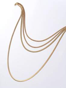 1 Stück vintage, minimalistischer, übertriebener, mehrlagiger goldfarbener Schlangenknochenkettenhalskette, europäisch-amerikanischer coole Mädchen-Mode