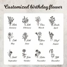 Personalized Birthday Flower Mirror, Customized Name Gift, Bridesmaid Gift, Bridal Shower Gift, Wedding Gift, Mother Carved Pocket Mirror