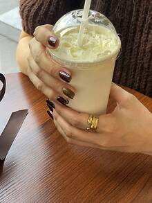 Fashionable Open Ring With Thick Stainless Steel Lines, Versatile Design - Yellow Gold - View 6