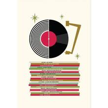 Cuadro con impresión de arte de álbum musical de discos de vinilo de mediados de siglo retro en lienzo para decoración de pared en sala de estar, opcional con marco - Multicolor - Ver 32