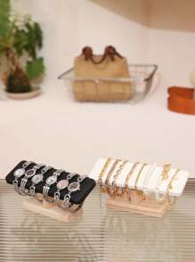 Elegant Wooden Jewelry Display Rack, Single-Layer Bracelet Stand, Watch And Necklace Organizer, Stylish Home Decor Storage Box