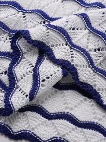 Women Fashion Long Sleeve Striped Contrast Color Knit Coverup Beach Dress, Vacation Style