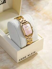 Anne Klein 女士金色石英表，腮红粉色珍珠贝母表盘，可调节珠宝扣，女士优雅防水手表，AK/3774BHGB - 金色1 - 查看 6