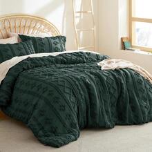 Luxurious Tufted Boho Comforter Set Queen Size - Premium Beige Bedding Ensemble With 3-Piece Shabby Chic Embroidery, Ideal Gifts For Women, Soft Jacquard Queen Comforter For All Seasons - 15 - 翡翠綠 - 優雅 - 查看 3