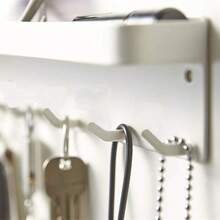 1pc Iron Fridge Side Mount Magnetic Storage Rack With Hook, No-Drill Household Key Holder - Multicolor - View 3