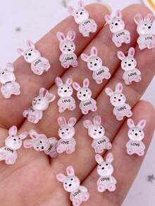 30 buc rășină colorată mini iepure roz dragoste artă spate plat stras aplicații DIY nuntă album decor artizanat bijuterii confecționare accesorii consumabile vară, școală - Colorat 1 - Vizualizare 1