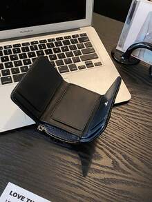 Elegant Minimalist Style Quilted PU Leather Multi-Card Wallet, Large Capacity Trifold Short Ladies Wallet, Suitable For Women's Daily Commutes, Shopping, Outings, Gatherings, Gifts For Girlfriends, Events, Birthdays, Office Workers & Travel - Black - View 3