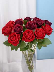 Rosa di velluto artificiale, decorazione per matrimoni, decorazione domestica per San Valentino, regalo di rose, rosa rosa