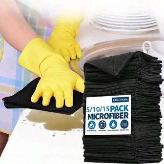 12pcs Black Cleaning Cloth Thick Rags Kitchen Dishwashing Pot Dish Washing Cloth Towel Cleaning Tools, Kitchen, Bathroom, Home, Household Supplies Supplier