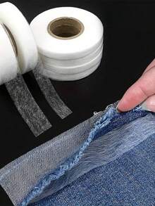 1 Roll 63m Long Heat Fusible Tape, Seamless Linen Tape, Iron-On Tape, Suitable For Replacing Clothes, Pants, Jeans, Skirts And More, Can Be Cut To Any Length - White - View 1