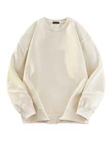 Blueplus Comfortable Regular Sleeve Round Neck Sweatshirt For Women Casual Pullover Style Slight Stretch - Khaki - View 3