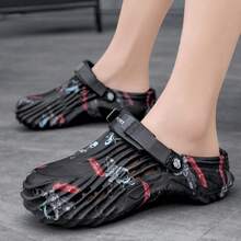 Men'S And Women'S Casual EVA Sandals With "Dad" Graphic - Comfortable, Slip-On, Non-Slip, Lightweight Beach And Garden Shoes, All-Season Use, Round Toe Design, Garden Footwear | Graphic Sandals | EVA Upper, Beach Shoes - Black - View 1