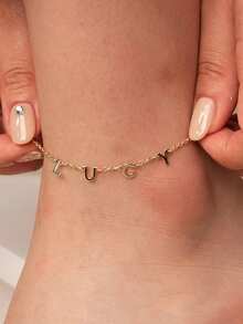 1 PC Of 925 Sterling Silver Personalized Name Anklet, Birthstone Anklet, Custom Name Anklet In Gold/Silver/Rose Gold, Nameplate Anklet, Valentine's Day Gift, Mother's Day Gift - Multicolor - View 3