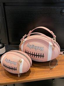 独特足球造型斜挎包，2025新款软妹卡通时尚链条单肩包 - 彩色 - 查看 2