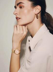 Anne Klein Gold Watches For Women With Gold-Tone Hands And Roman Numerals,Women's Bracelet Watch,AK/2158BHGB
