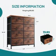 Sweetcrispy Dresser For Bedroom With 8 Drawers Tall Dresser & Chest Of Drawers Fabric Dresser With Wood Top And Sturdy Steel Frame - Rỉ Nâu - Xem 10