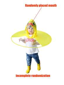 Conjunto impermeable de chaqueta de lluvia, abrigo de lluvia con diseño de pato y gorro de lluvia para niños y niñas, diseño de OVNI - Amarillo - Ver 8