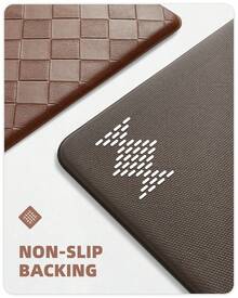 2pcs Kitchen Rugs Cushioned Anti Fatigue Floor Mat, Non-Slip Wipeable Kitchen Mat, Sink Kitchen Mat For Standing Desk, Sink And Laundry, Running Rugs - Brown - View 4