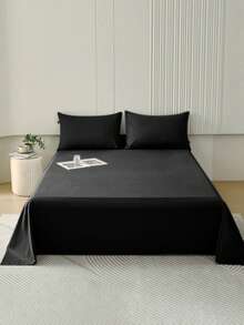 Conjunto De Ropa De Cama De 3 Piezas Juego De Cama De Tres Piezas, De Varios Tamaños (90/105/135/150/180/200) Y Colors, Conjunto De Suave Y Sin Estampados, Ropa De Cama Moderna Y Sencilla, Sábanas De Un Solo Color, Textile Hogareño, Color Puro Que No Descolora Ni Pierde Brillo. - 灰色 - 查看 5