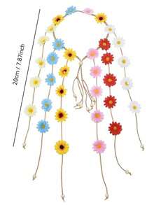 1 件女士波西米亚多色雏菊花环头带，旅行和假日发饰，节日服装装饰万圣节