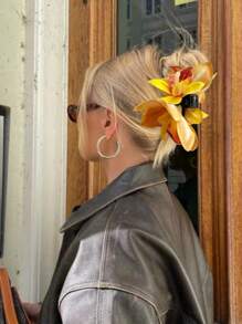 1pc Women Hawaii Inspired Artificial Plumeria Flower Hair Clip Accessory, Suitable For Hawaii Vacation, Photo Shoots, Casual Outfit, Hair Decoration