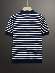 Camisa polo masculina casual listrada de manga curta, roupa de verão, Páscoa, roupas masculinas, camiseta masculina, férias masculinas, blusa de verão, dia dos pais, viagem ao ar livre para a praia, fresca e respirável