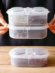 Multi-Functional Food Storage Container - Portable 2-Compartment Organizer For Spices, Snacks And Fruits - Perfect Choice For Home, Restaurant, Office Parties And Gifts - Clear - View 5