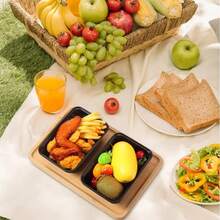 10/20PCS Caja de Comida Negra Caja de Ensalada de Frutas Preparación de Comida de Cocina Bento para Llevar Almacenamiento en Refrigerador Contenedores de Comida a Prueba de Fugas - 500 ml - Ver 9