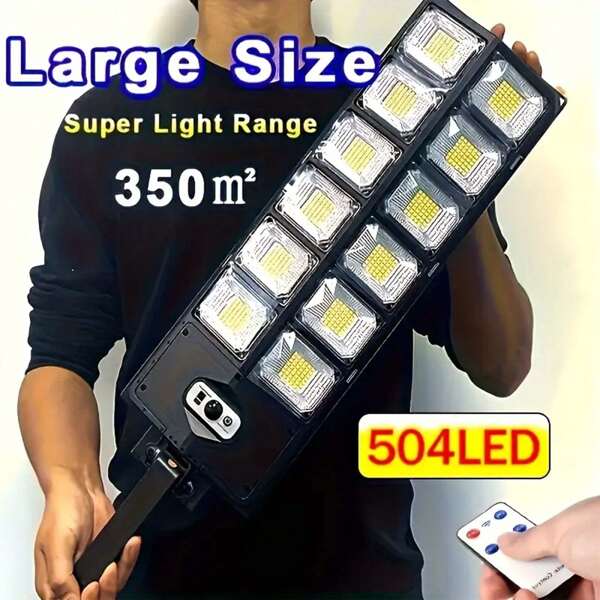 1 Stück 8000W Solar-Außenstraßenleuchte, 12000 lm 4500 mAh Lithium-Ionen-Akku, Solaraufladung, ganznächtiges Licht, mit Bewegungssensor, 3 Beleuchtungsmodi für Zuhause, Hof, Garage, Außenbereich, Gewerbebeleuchtung